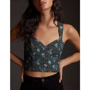 EUC Sachin & Babi X Anthropologie Jacquard Tapestry Corset Crop Top Size XL